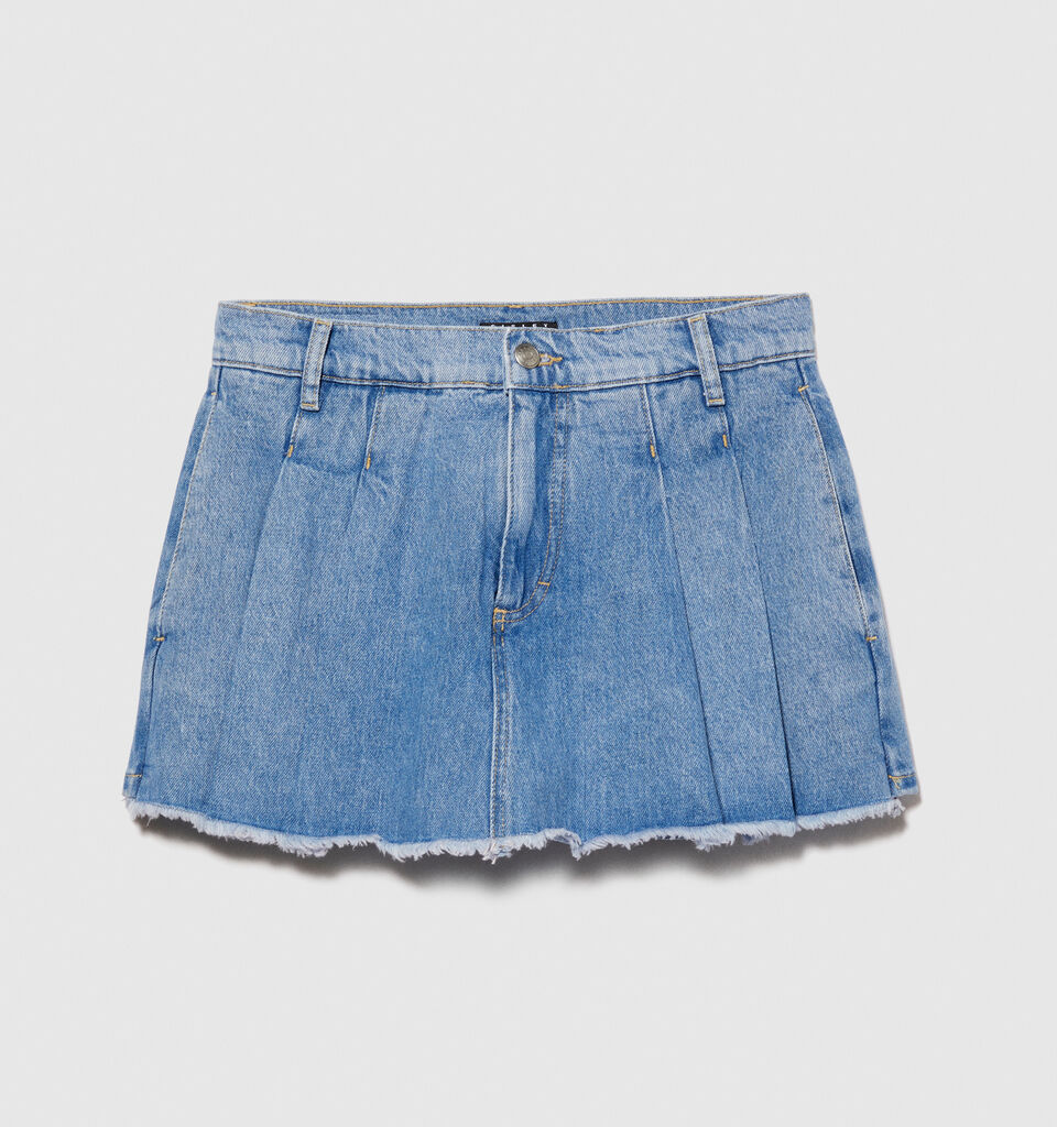 Denim culottes - women's mini skirts - Blue | Sisley image number 6
